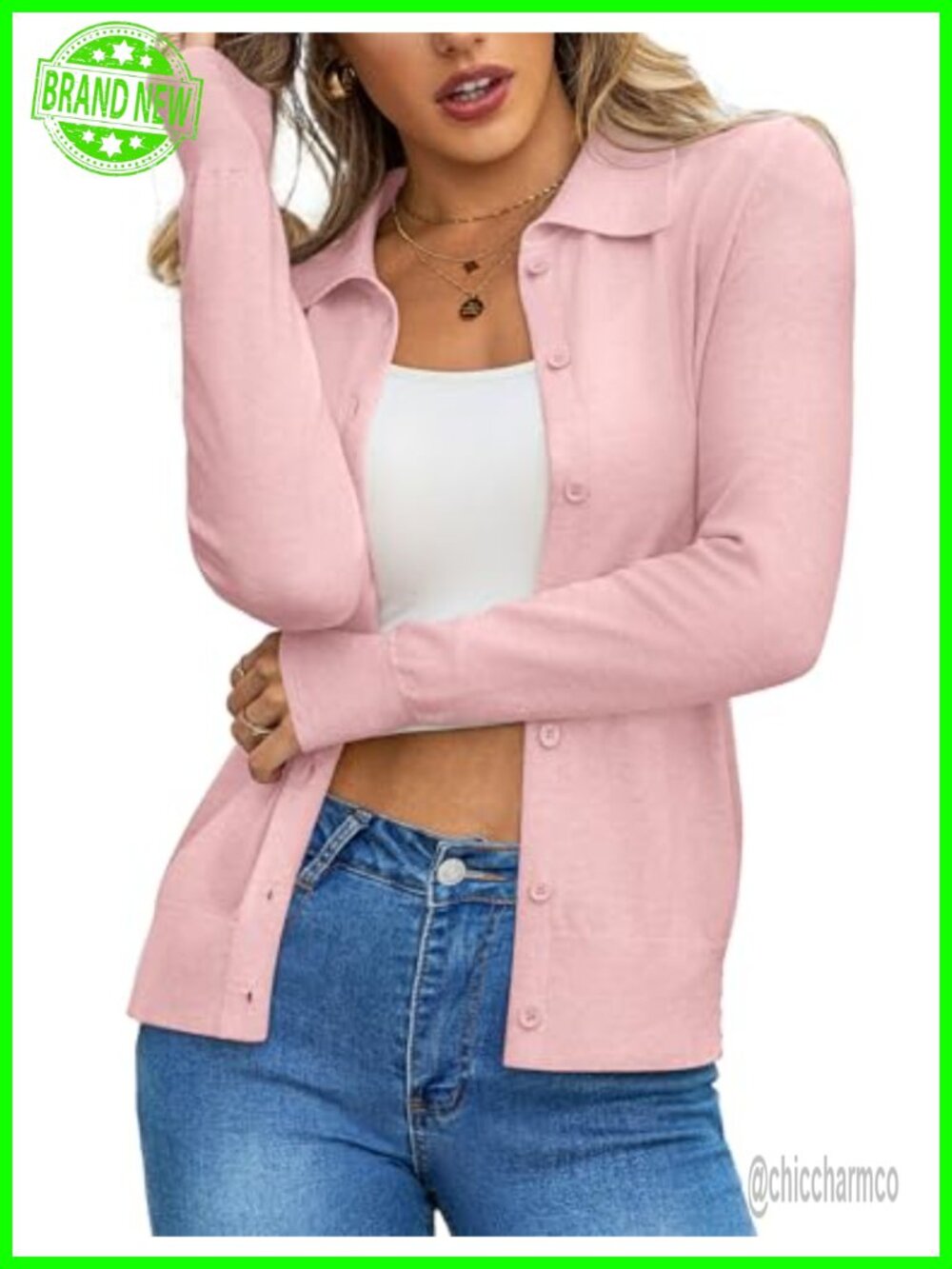 Wool Blend Button Down Cardigan Sweater with Lapel Collar